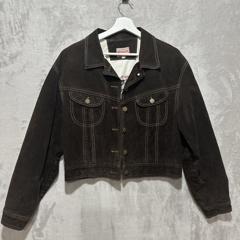 Vintage 90's Par Pablo Suede Crop 100% Leather Jacket Size L Canada Made